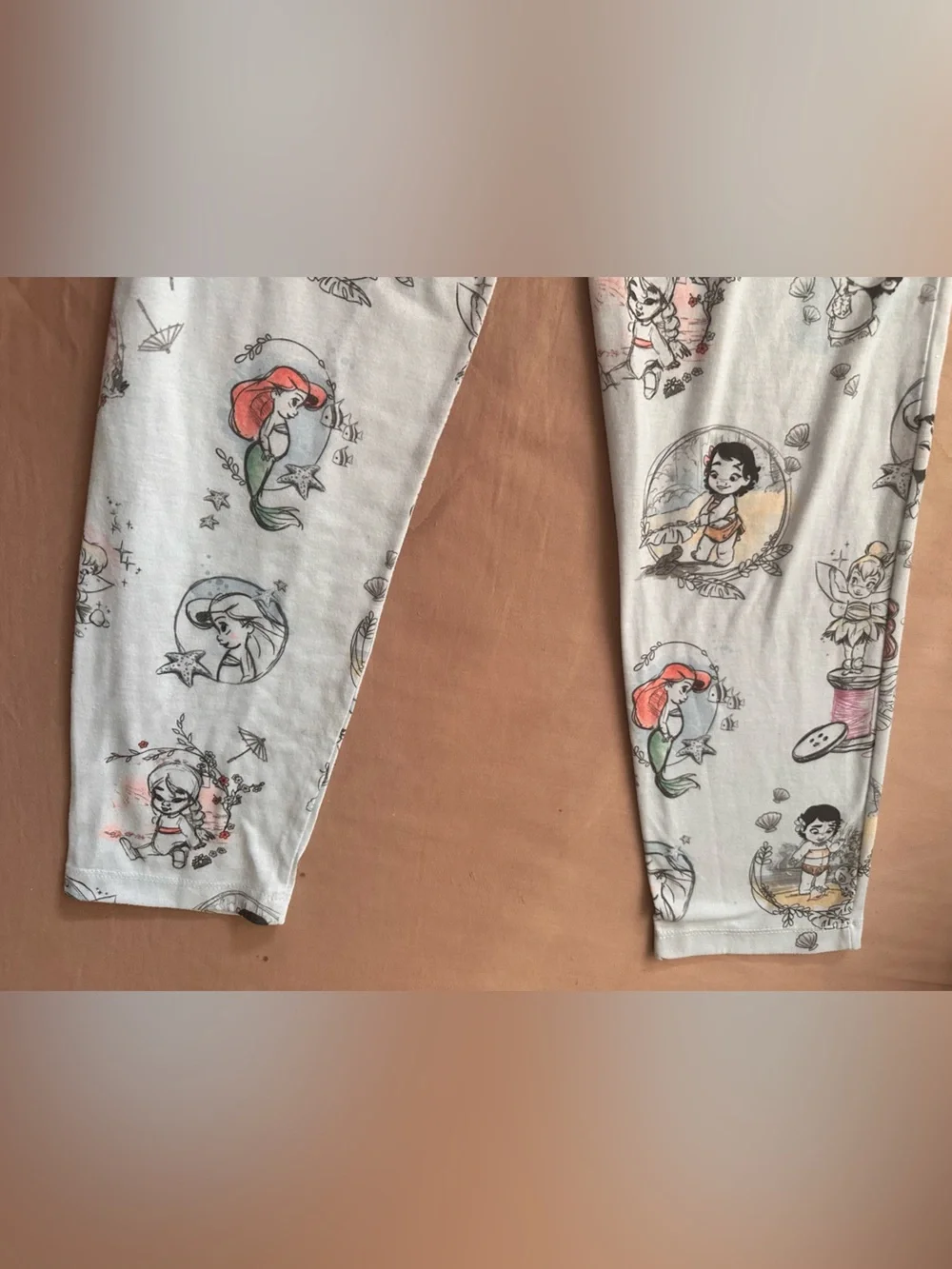 Disney Character Print Light Blue Pajama Pants - Disney Princesses as Babies